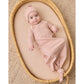 Knotted Baby Gown + Hat Set II Dusty Rose Microstripe