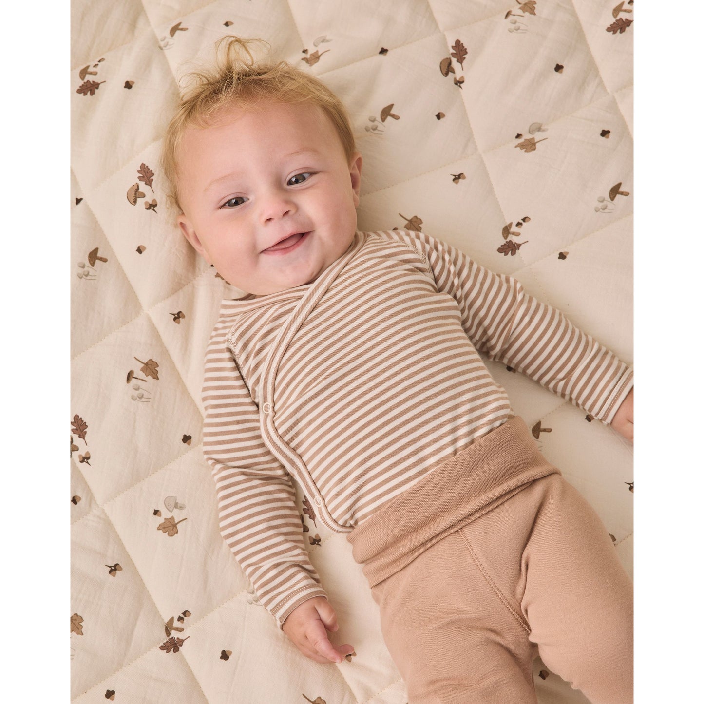 Side Snap Bodysuit + Pant Set II Almond Stripe