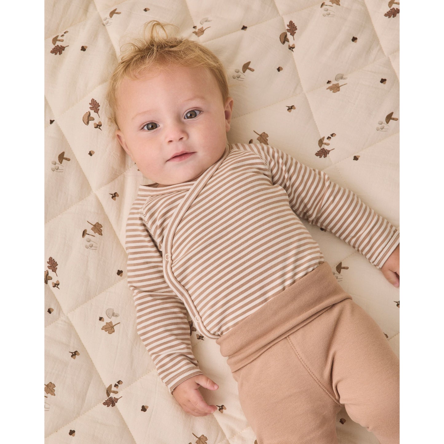 Side Snap Bodysuit + Pant Set II Almond Stripe