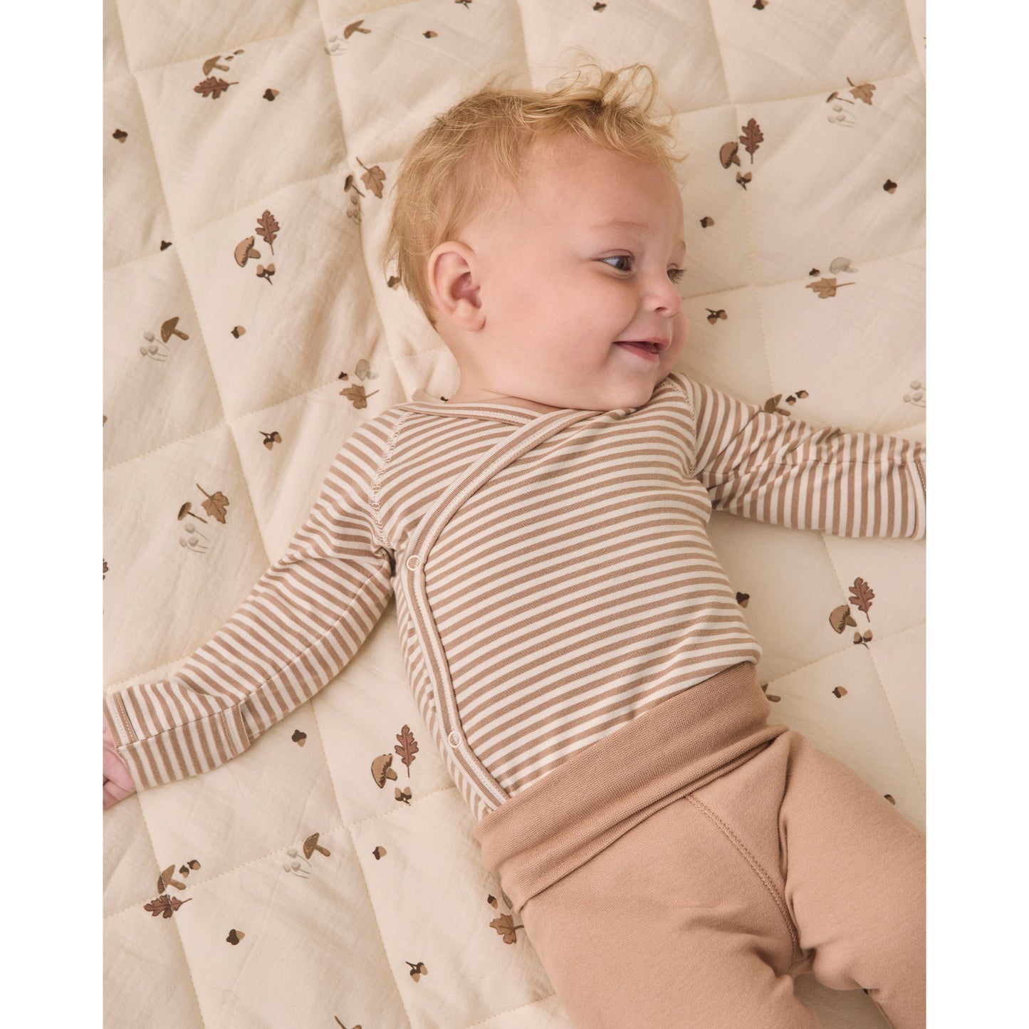 Side Snap Bodysuit + Pant Set II Almond Stripe