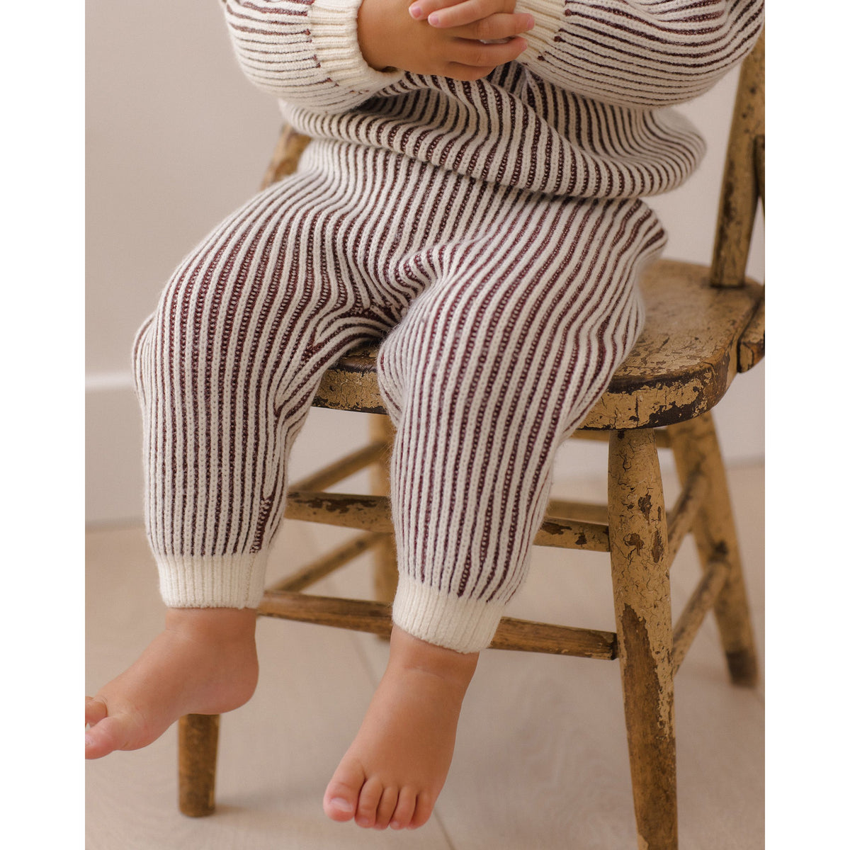 CHUNKY KNIT PANT || CHERRY STRIPE