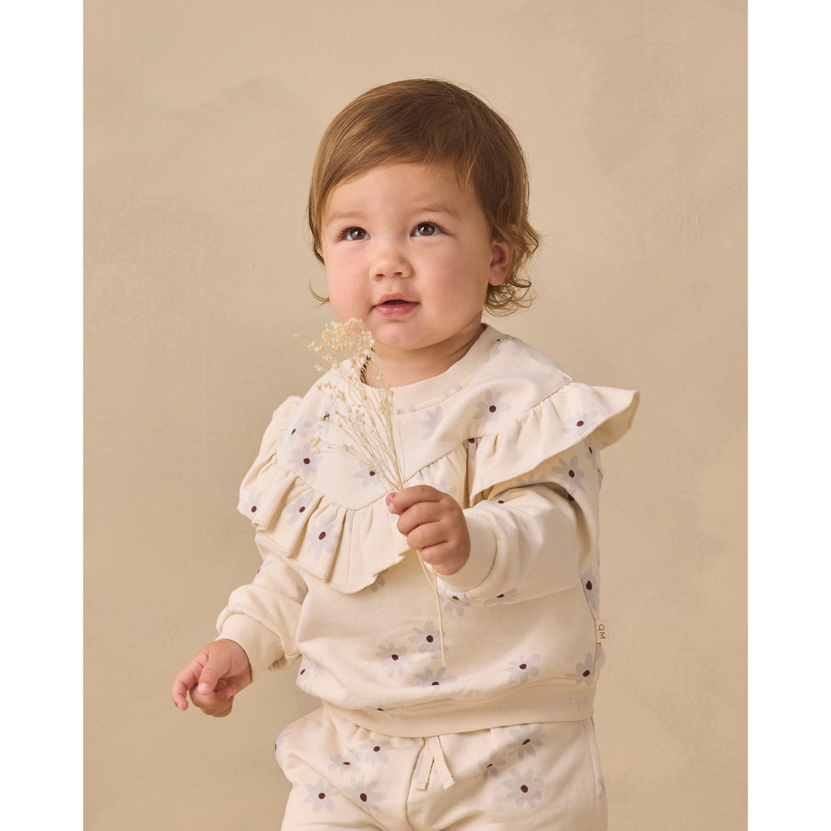 RUFFLE FLEECE SWEATSHIRT || BLUE DAISY