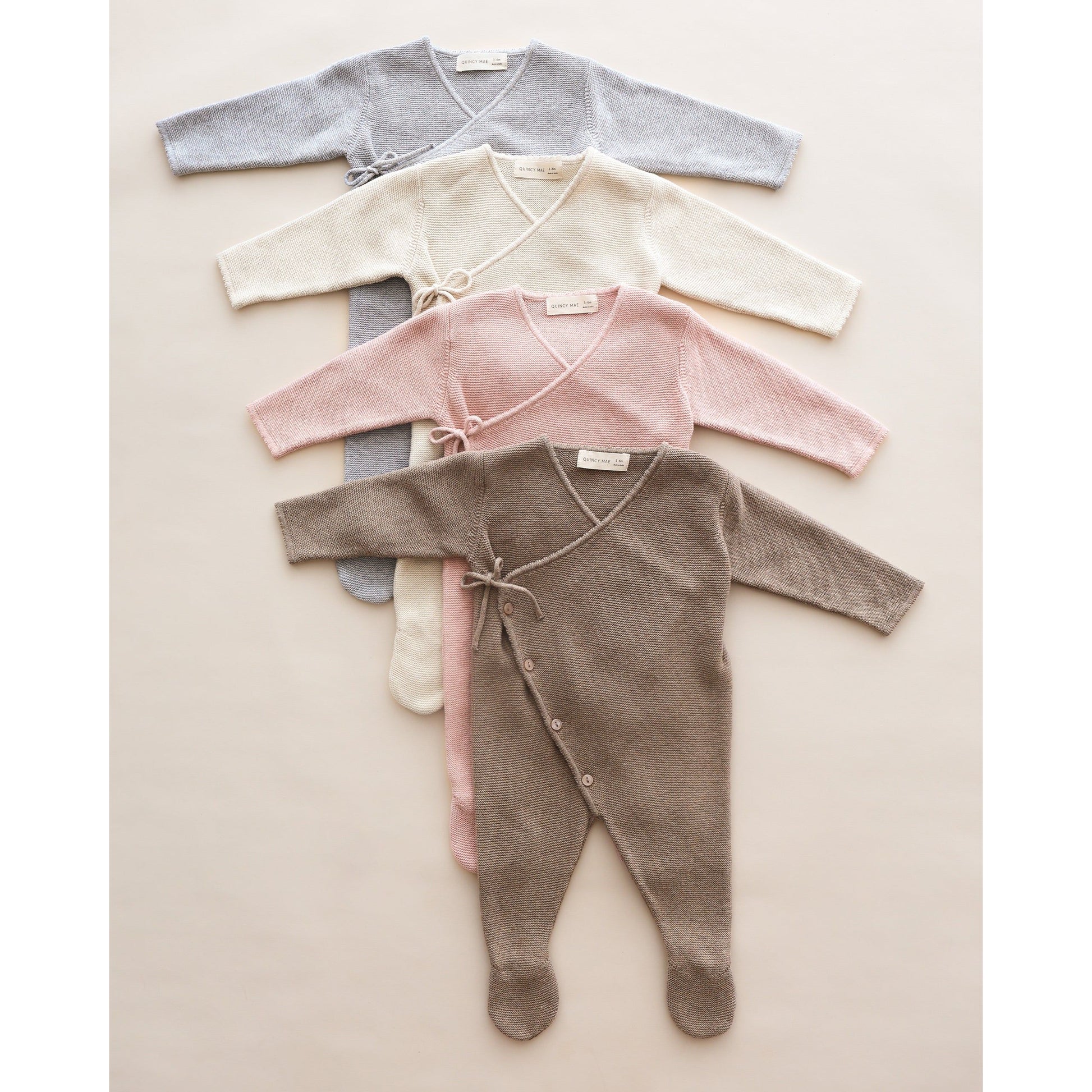 Wrap Knit Footie || Heathered Dusty Blue - Rylee + Cru | Kids Clothes | Trendy Baby Clothes | Modern Infant Outfits |