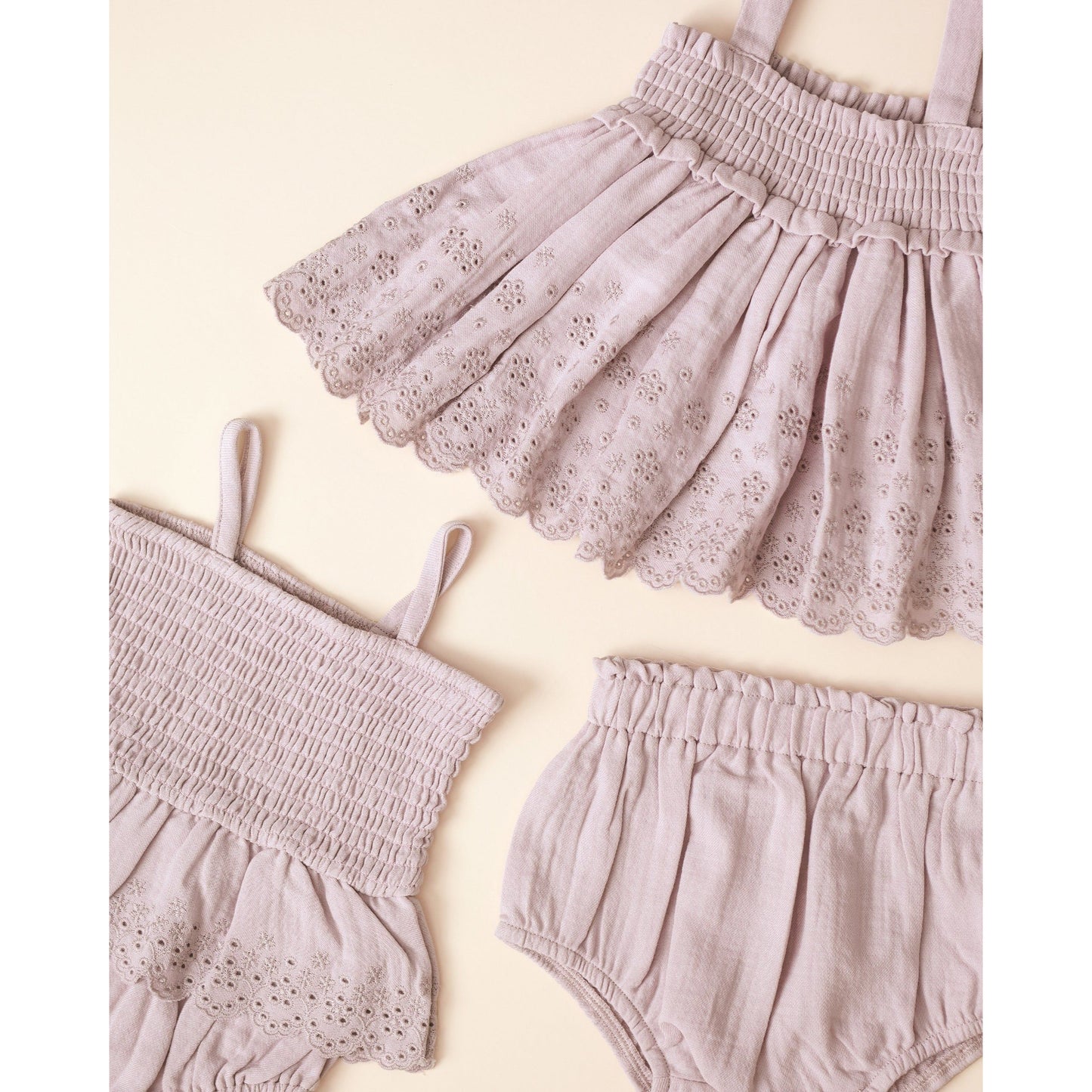 Mae Smocked Top + Bloomer Set || Lavender