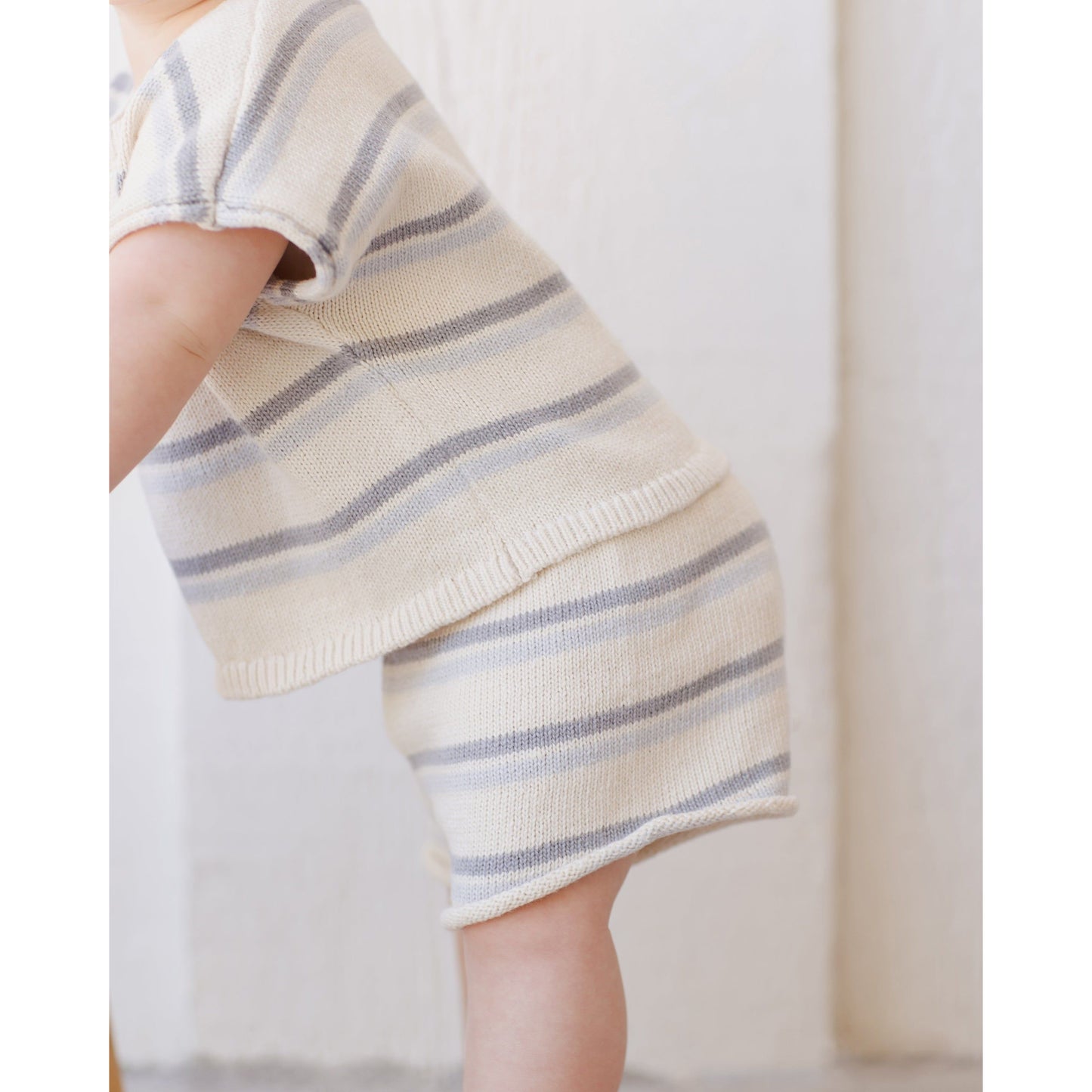 relaxed summer knit set || blue stripe