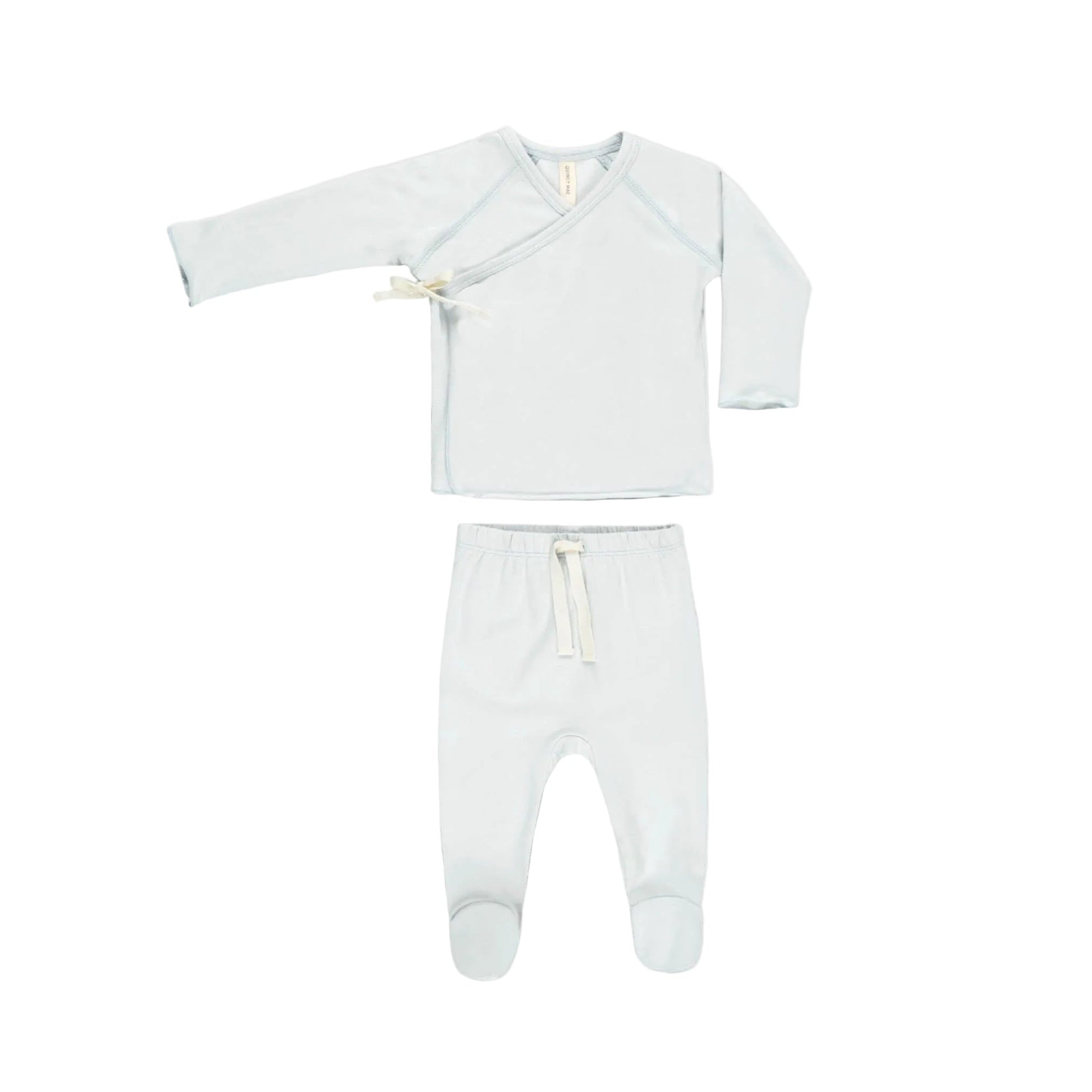 Wrap Top + Footed Pant Set || Fog - Rylee + Cru | Kids Clothes | Trendy Baby Clothes | Modern Infant Outfits |