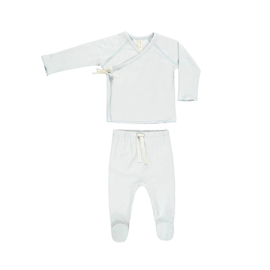 Wrap Top + Footed Pant Set || Fog - Rylee + Cru | Kids Clothes | Trendy Baby Clothes | Modern Infant Outfits |