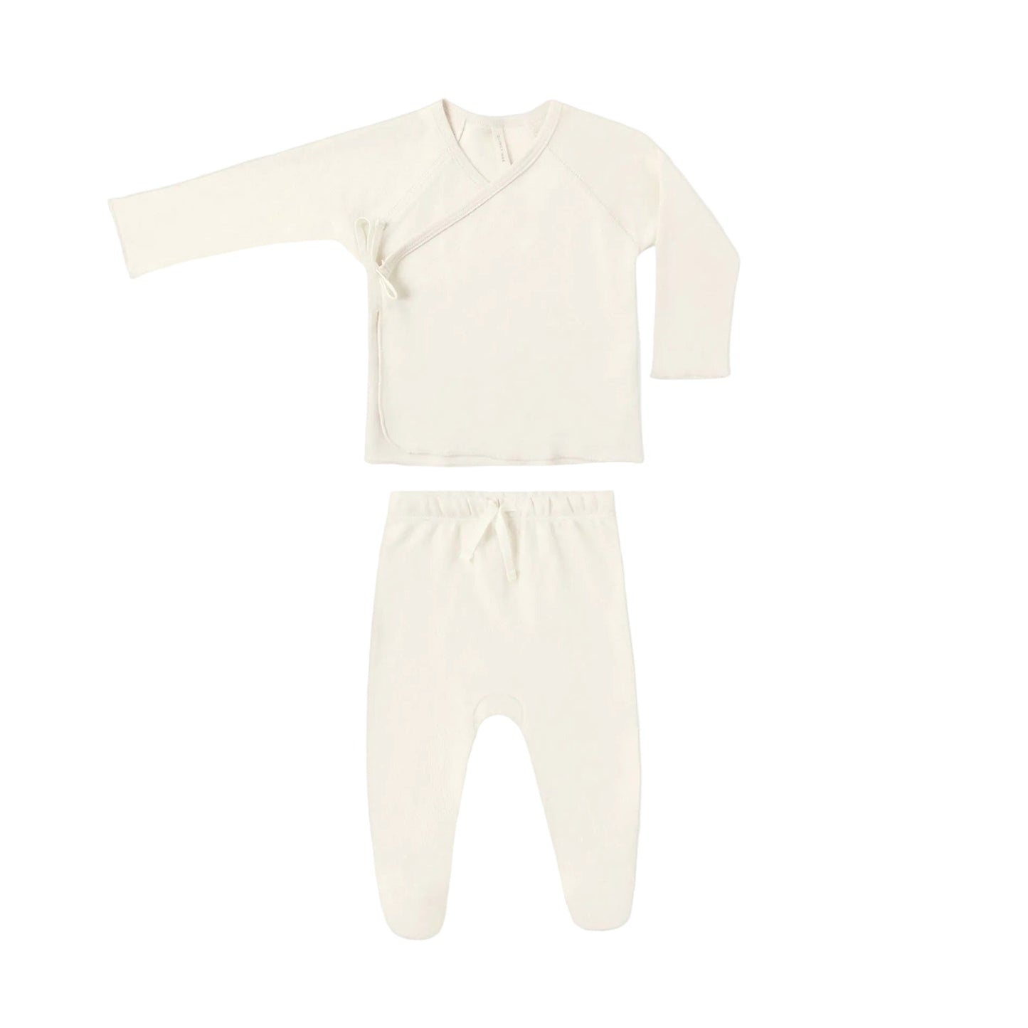 Wrap Top + Footed Pant Set || Ivory - Rylee + Cru | Kids Clothes | Trendy Baby Clothes | Modern Infant Outfits |
