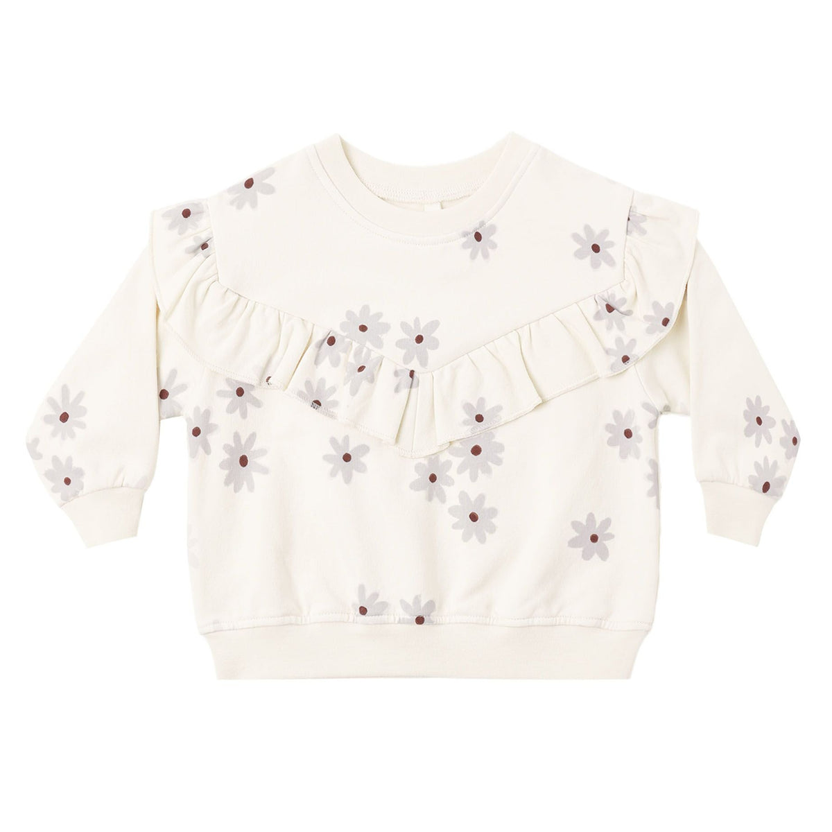 RUFFLE FLEECE SWEATSHIRT || BLUE DAISY