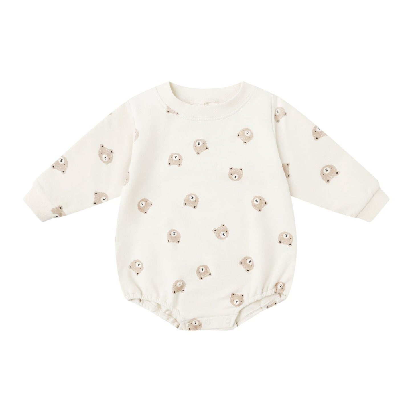 Crewneck Bubble Romper || Brown Bear
