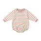 Crewneck Bubble Romper || Pink Stripe
