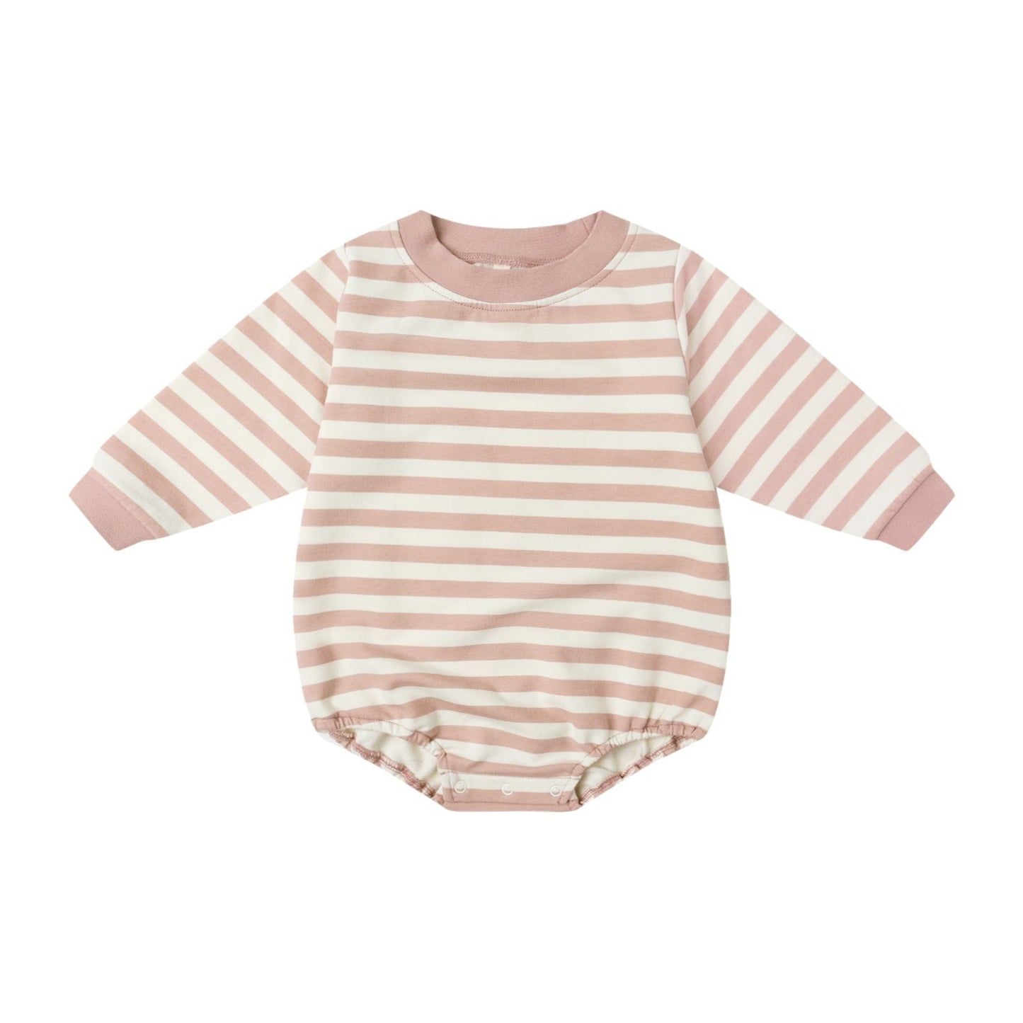 Crewneck Bubble Romper || Pink Stripe