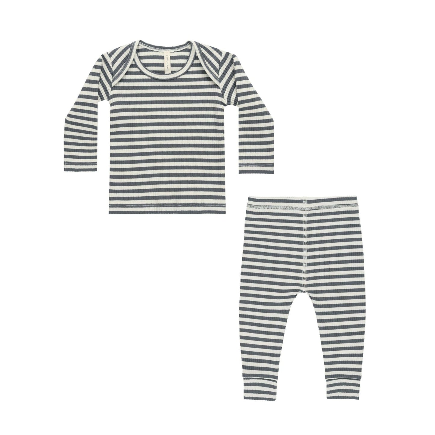 Ribbed Tee + Legging Set || Indigo Stripe