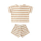 Terry Tee + Short Set || Latte Stripe
