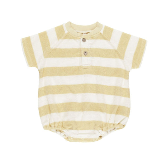 Terry Henley Romper || Yellow Stripe