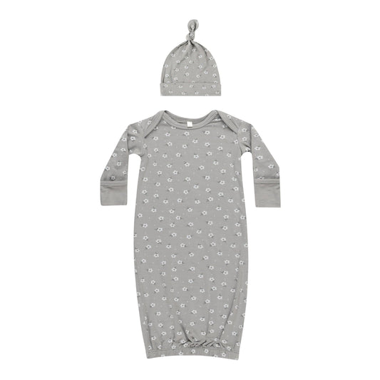 Bamboo Baby Gown + Hat Set || Blue Ditsy