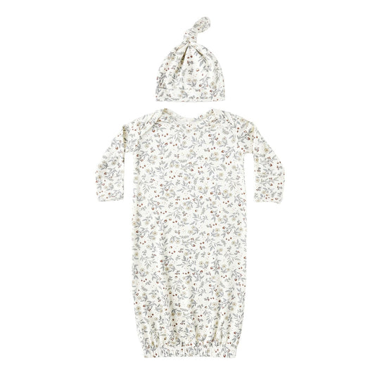 Bamboo Baby Gown + Hat Set || Woodland