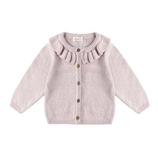 Ruffle Collar Cardigan || Lilac
