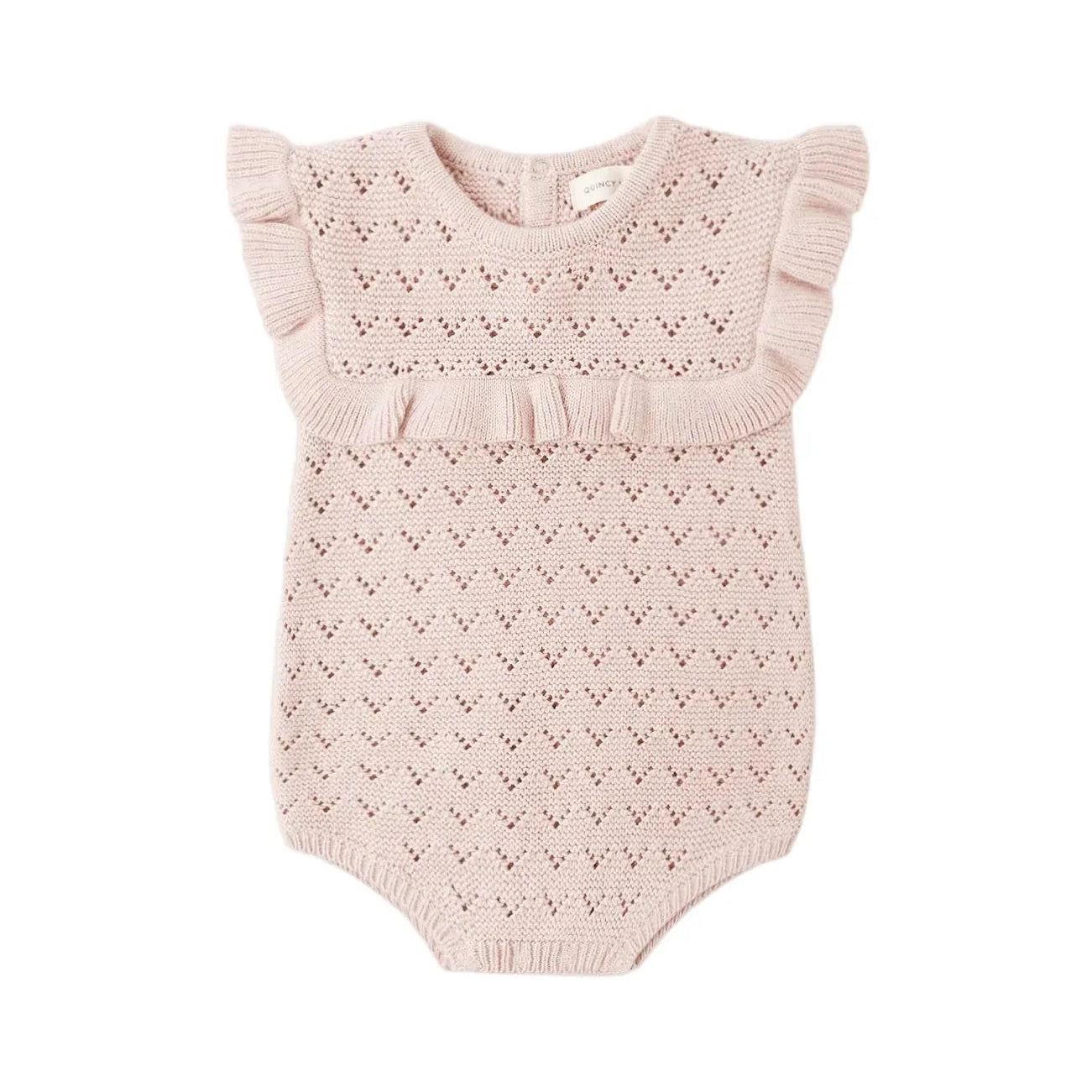 Pointelle Ruffle Romper || Blush