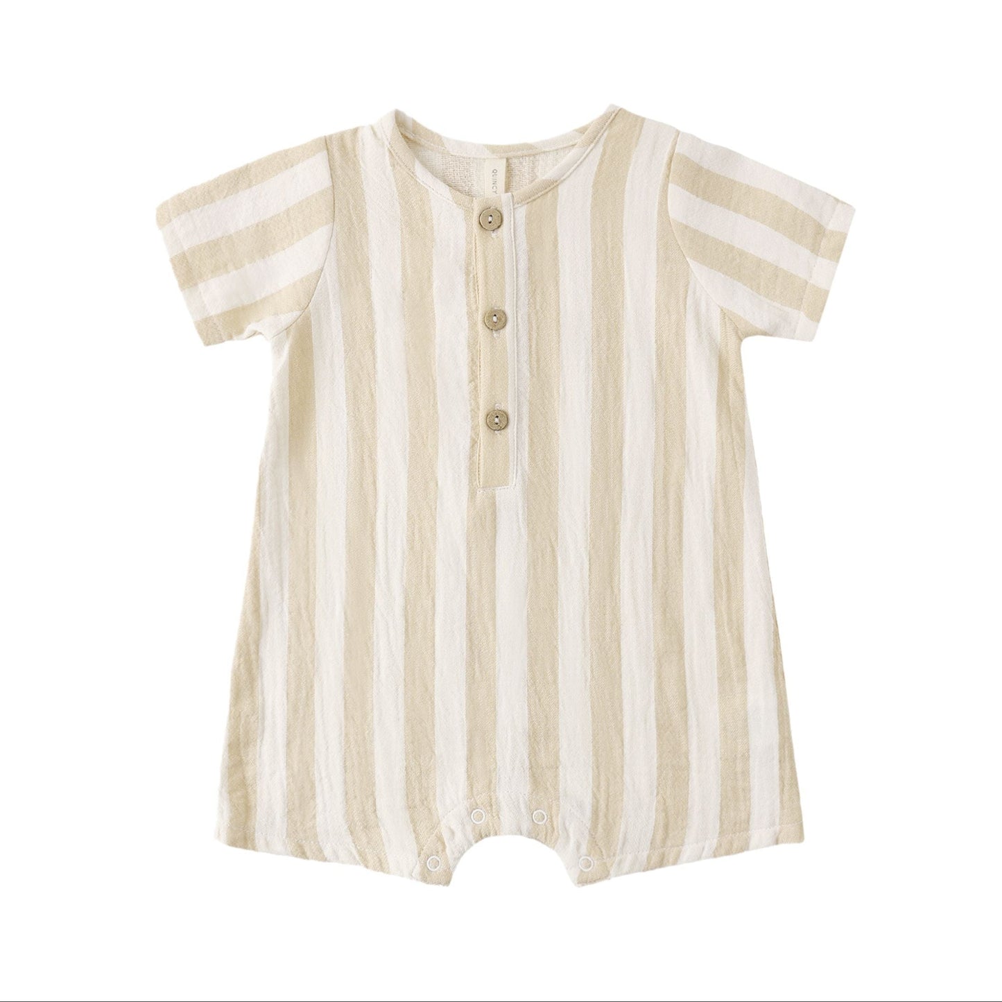 Short Sleeve Woven Romper || Summer Stripe