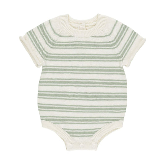 Rowan Romper || Sage Knit Stripe