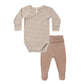 Side Snap Bodysuit + Pant Set II Almond Stripe
