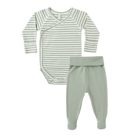 Side Snap Bodysuit + Pant Set || Fern Stripe