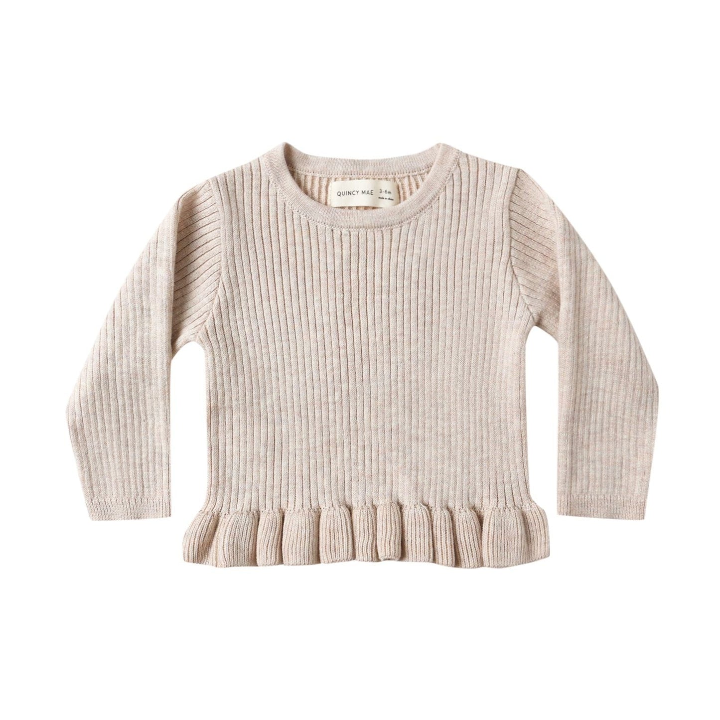 Rib Knit Peplum Top || Heathered Oatmeal