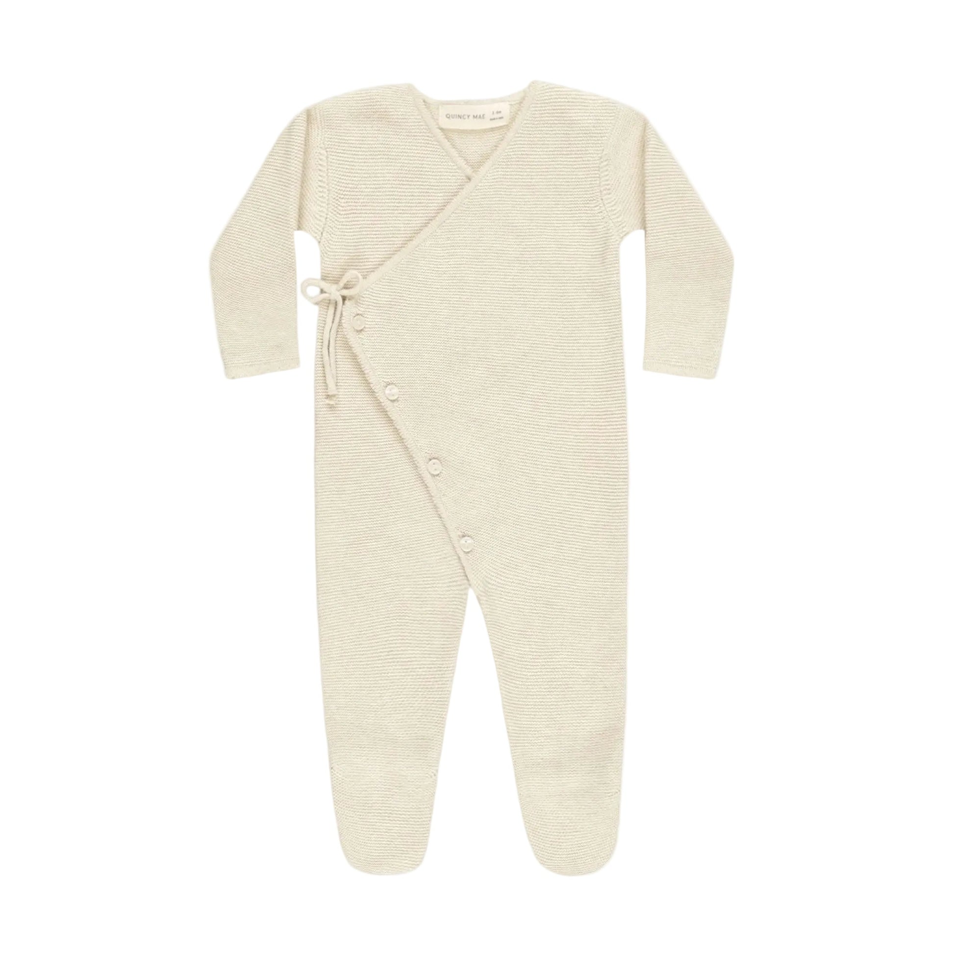 Wrap Knit Footie Heathered Natural