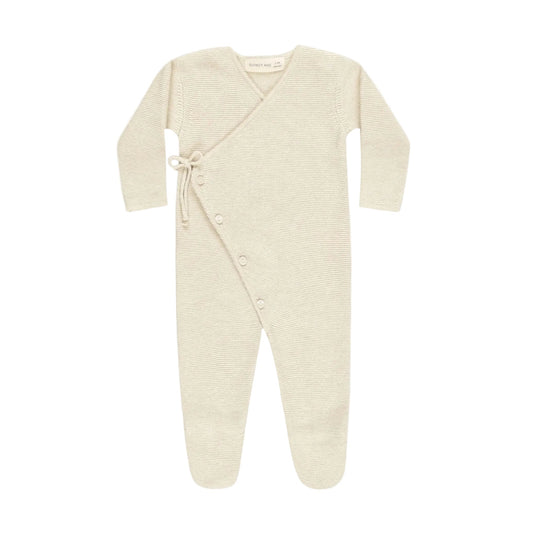 Wrap Knit Footie Heathered Natural
