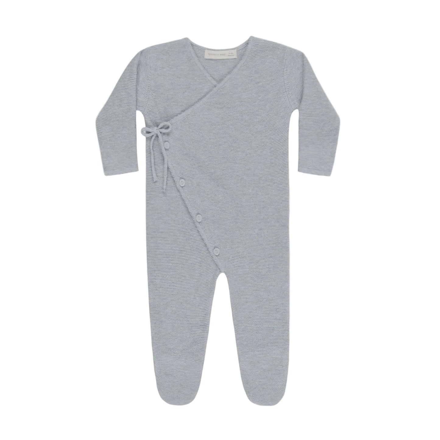 Wrap Knit Footie || Heathered Dusty Blue - Rylee + Cru | Kids Clothes | Trendy Baby Clothes | Modern Infant Outfits |