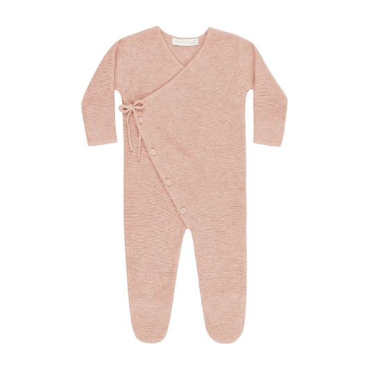 Wrap Knit Footie Heathered Rose