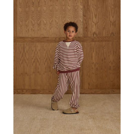 Relaxed Jogger || Burgundy Stripe