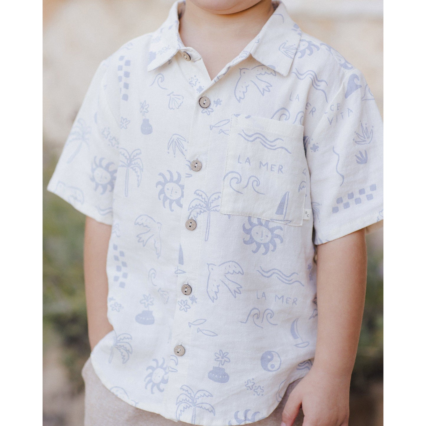 Collared Short Sleeve Shirt || Mediterranean