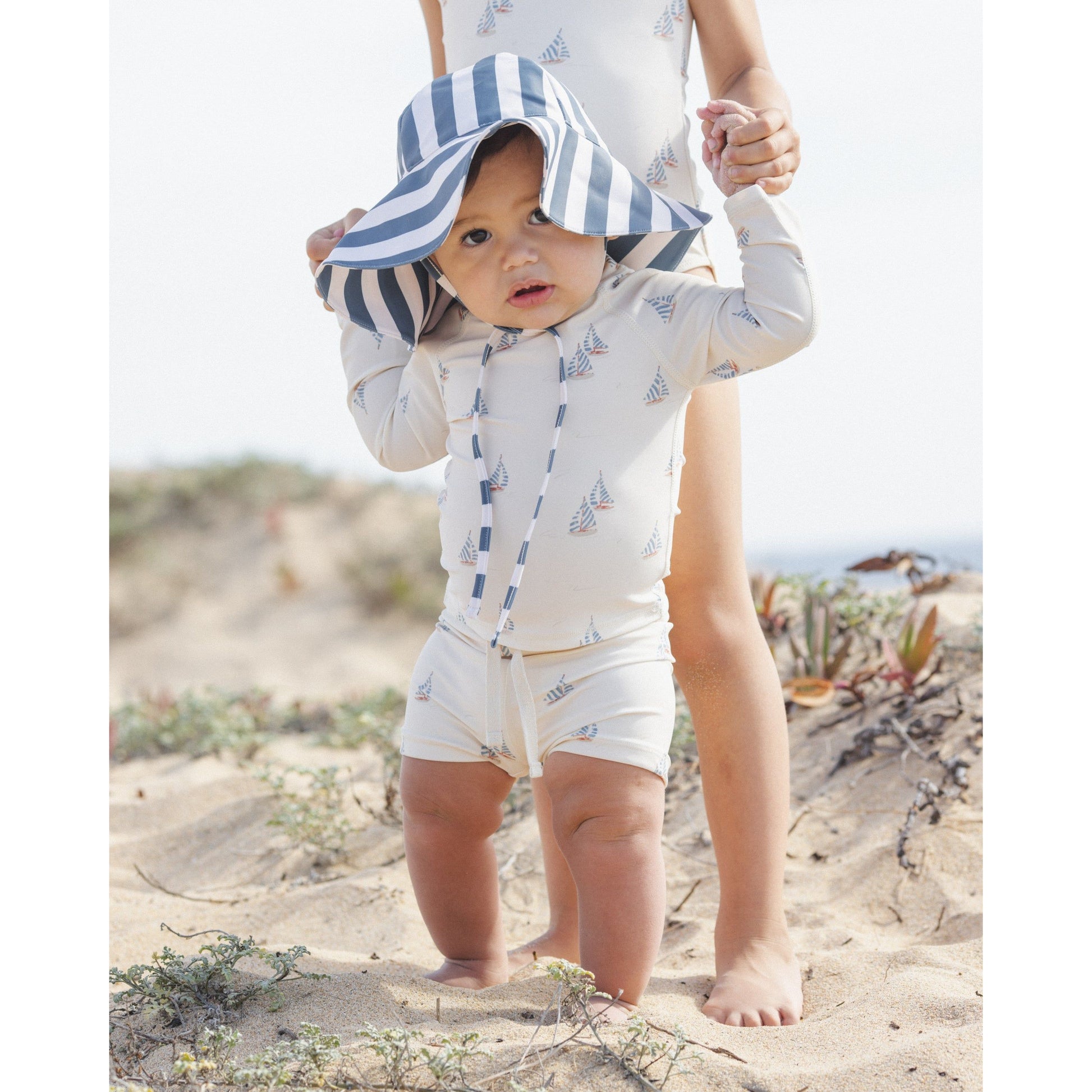 Floppy Swim Hat Navy Stripe - Rylee + Cru | Kids Clothes | Trendy Baby Clothes | Modern Infant Outfits |