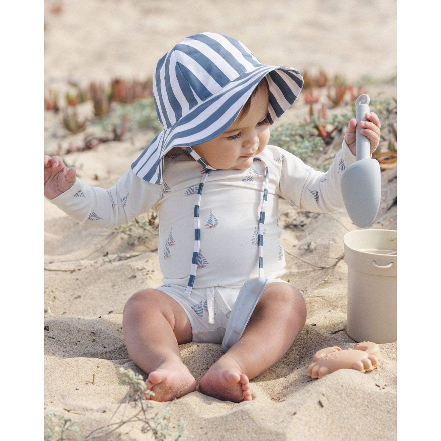 Floppy Swim Hat Navy Stripe - Rylee + Cru | Kids Clothes | Trendy Baby Clothes | Modern Infant Outfits |