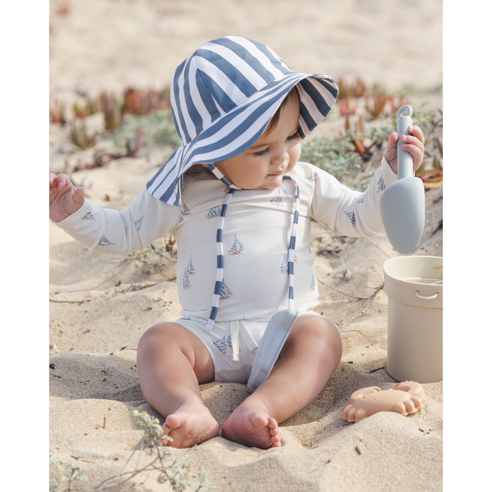 Floppy Swim Hat Navy Stripe - Rylee + Cru | Kids Clothes | Trendy Baby Clothes | Modern Infant Outfits |