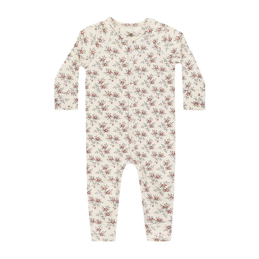 Organic Long John Pajamas || Holiday Floral