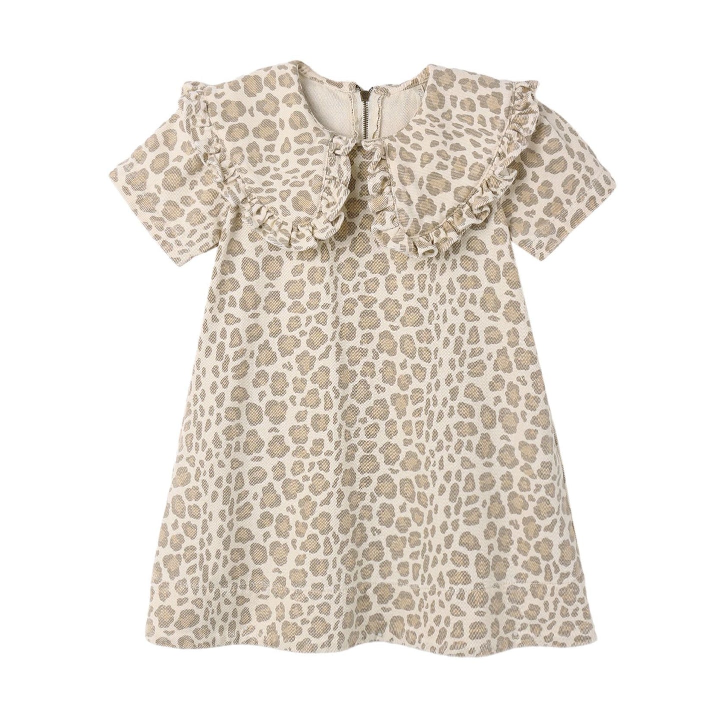 Collared Denim Mini Dress || Leopard