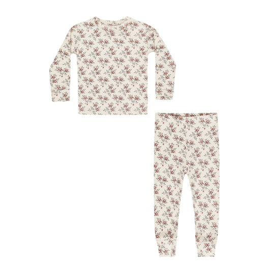 Organic Long Sleeve Pajama Set || Holiday Floral