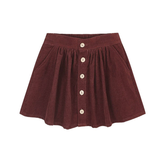 Button Front Mini Skirt || Burgundy