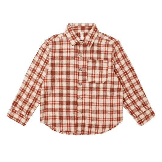 Collared Long Sleeve Shirt || Red Plaid