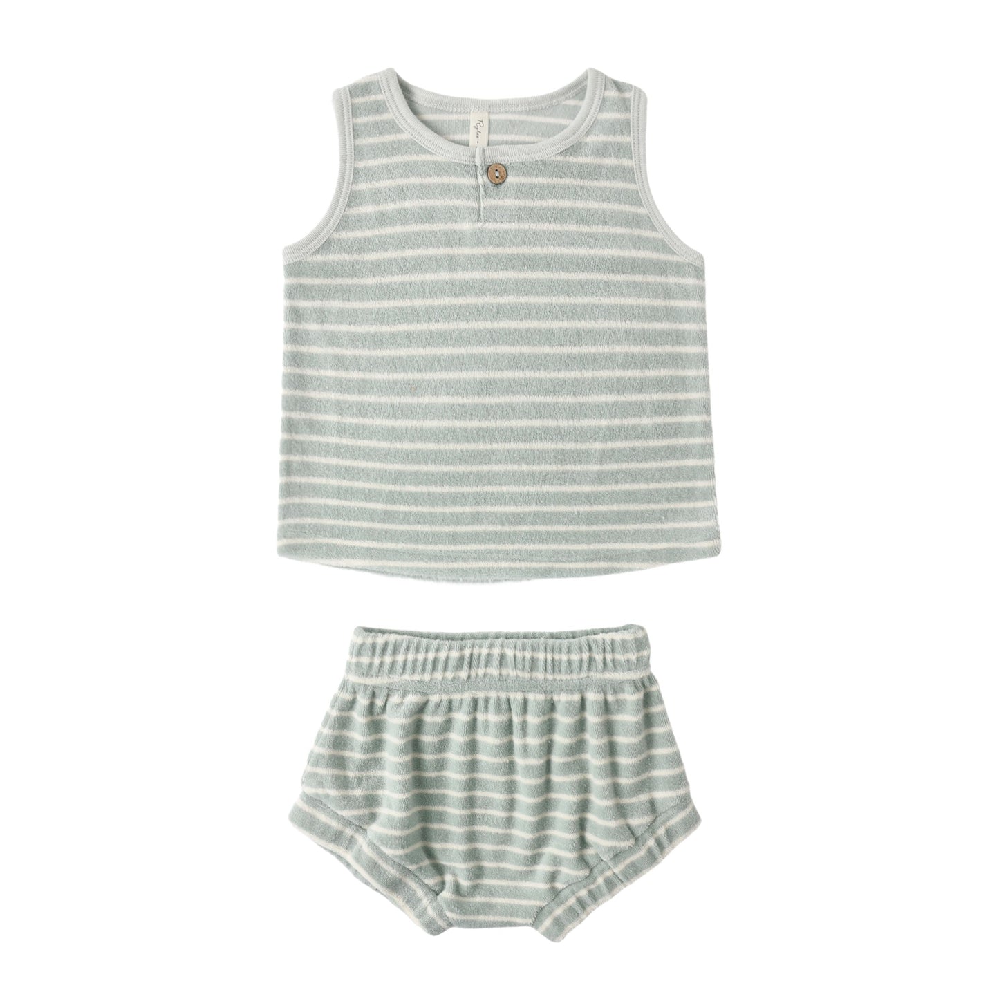 Baby Tank Set || Seafoam Terry Stripe