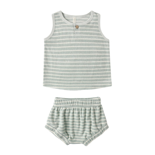 Baby Tank Set || Seafoam Terry Stripe