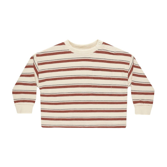 Relaxed Long Sleeve Tee || Brick Stripe