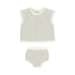 Scallop Knit Baby Set || Sage Stripe