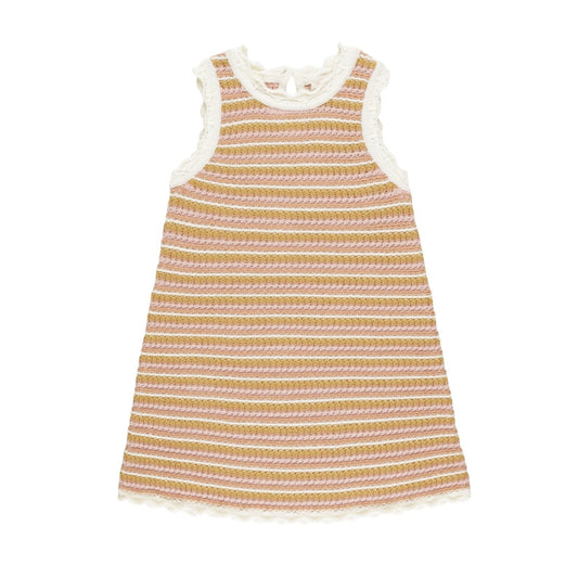 Crochet Tank Mini Dress || Pink Stripe