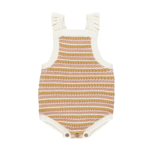 Crochet Romper || Pink Stripe