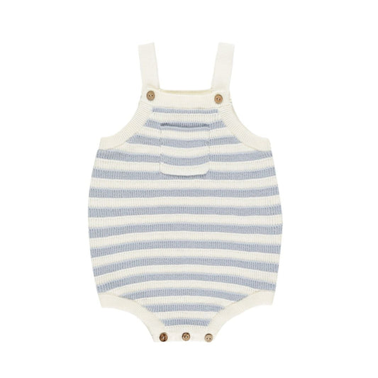 Ashton Knit Romper || Blue Stripe