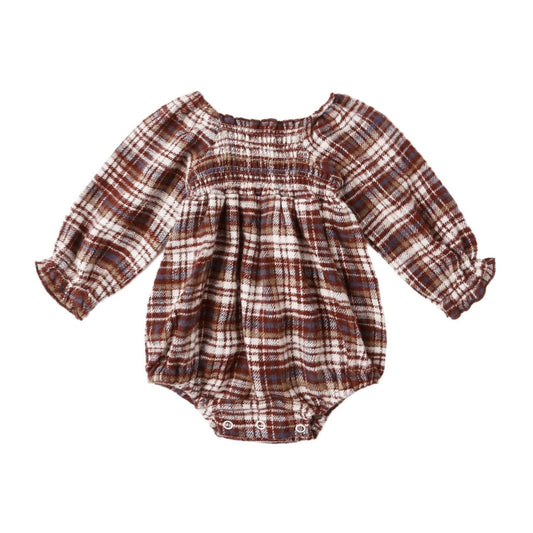 Adelaide Romper || Burgundy Plaid
